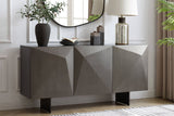 Brown Geometric Designed 3 Door Wide Sideboard