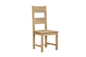 Natural Oak Ladder Back Dining Chair with Solid Seat