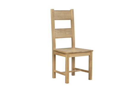 Natural Oak Ladder Back Dining Chair with Solid Seat
