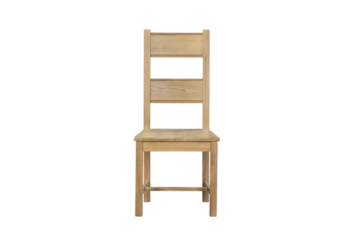 Natural Oak Ladder Back Dining Chair with Solid Seat
