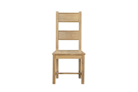 Natural Oak Ladder Back Dining Chair with Solid Seat