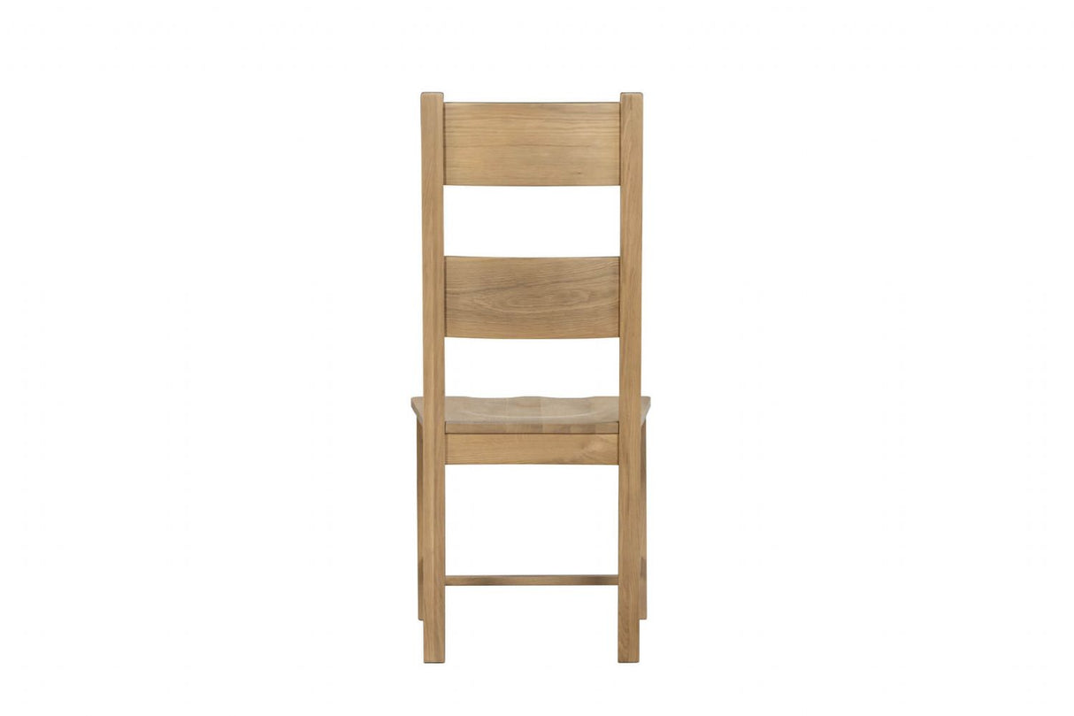 Natural Oak Ladder Back Dining Chair with Solid Seat