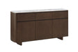Grey Smoked Wood Large 3 Door Sideboard Marble Effect Top