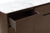 Grey Smoked Wood Large 3 Door Sideboard Marble Effect Top