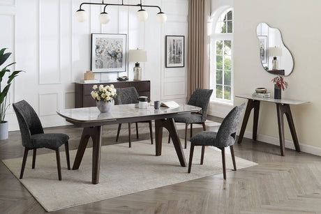 Grey Marble Effect Large Extending Dining Table 180 to 260cm