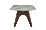 Grey Marble Effect Coffee Table with Smoked Wood Base