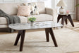 Grey Marble Effect Coffee Table with Smoked Wood Base