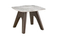 Grey Marble Effect Top Square Lamp Table Smoked Wood Legs