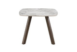 Grey Marble Effect Top Square Lamp Table Smoked Wood Legs