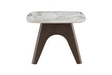 Grey Marble Effect Top Square Lamp Table Smoked Wood Legs