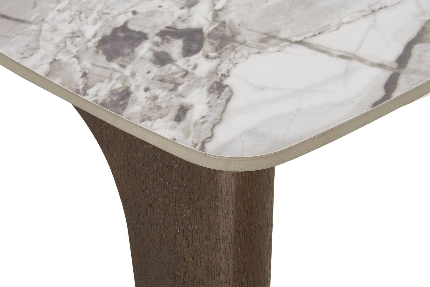 Grey Marble Effect Top Square Lamp Table Smoked Wood Legs