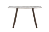 Grey Marble Effect Console Table Dark Wooden Base