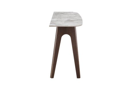 Grey Marble Effect Console Table Dark Wooden Base
