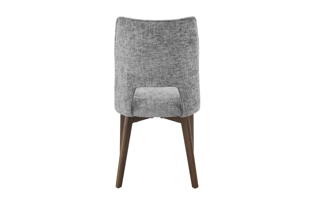 Light Grey Fabric Padded Dining Chair with Wooden Legs
