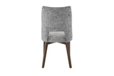 Light Grey Fabric Padded Dining Chair with Wooden Legs