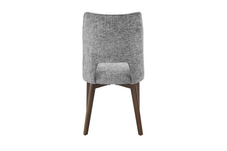 Light Grey Fabric Padded Dining Chair with Wooden Legs