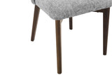 Light Grey Fabric Padded Dining Chair with Wooden Legs
