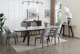 Light Grey Fabric Padded Dining Chair with Wooden Legs