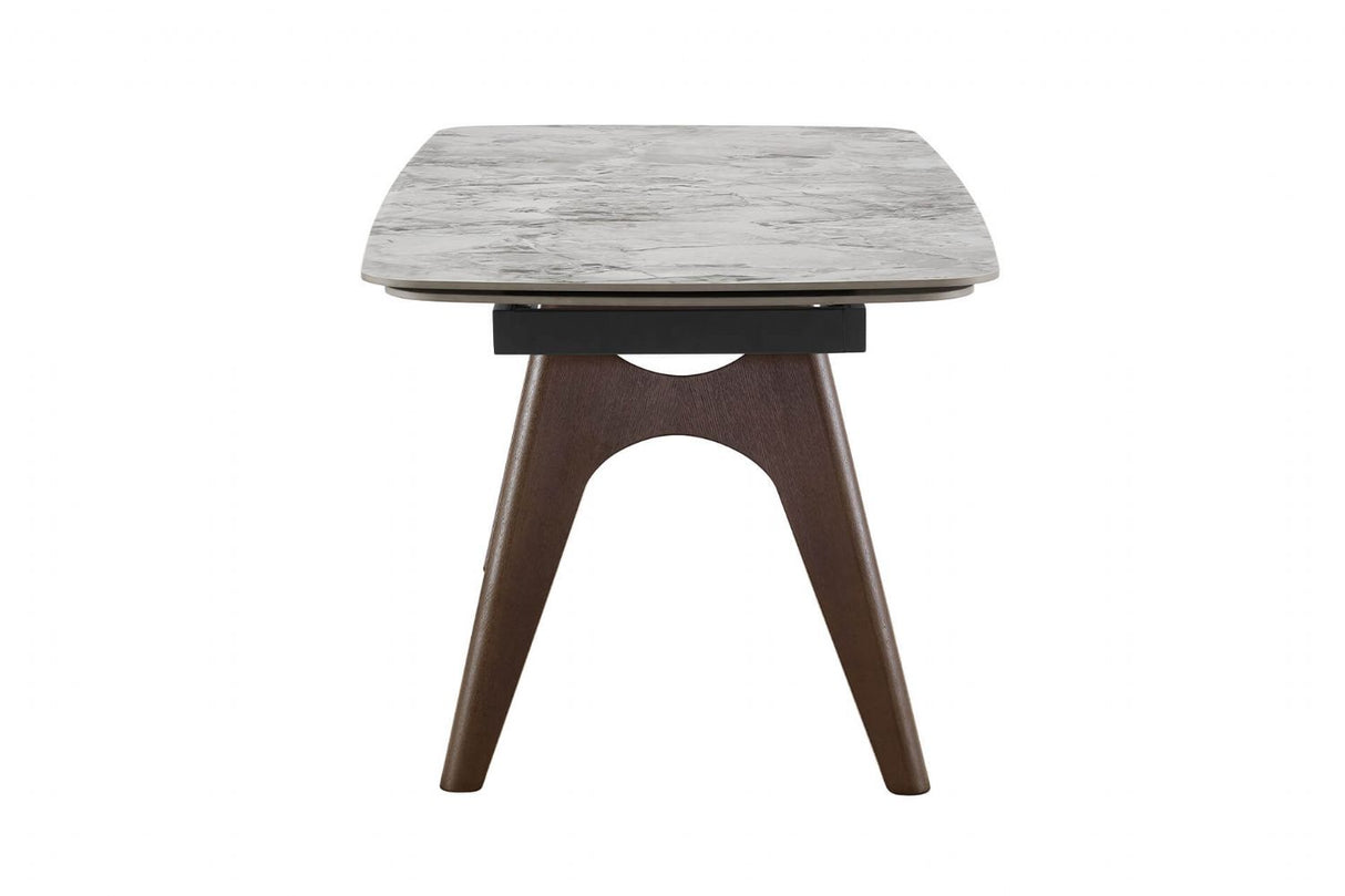Grey Marble Effect Large Extending Dining Table 180 to 260cm