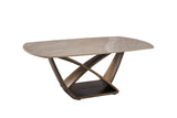 Brown Marble Effect Top Coffee Table with Metal Base