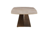 Brown Marble Effect Top Coffee Table with Metal Base