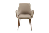 Mocha Leather Effect Dining Chair with Brushed Metal Legs