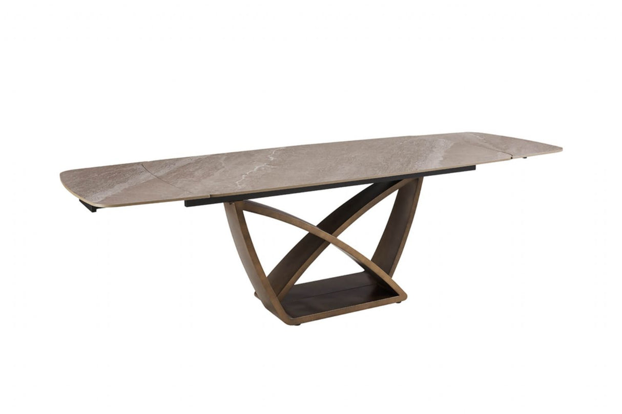 Brown Marble Effect Large Extending Dining Table 180 260cm