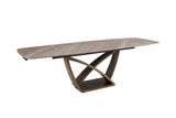 Brown Marble Effect Large Extending Dining Table 180 260cm