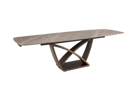Brown Marble Effect Large Extending Dining Table 180 260cm