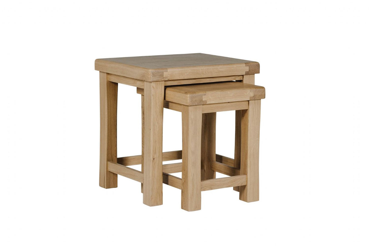 Natural Oak Traditional Nest of Side Tables