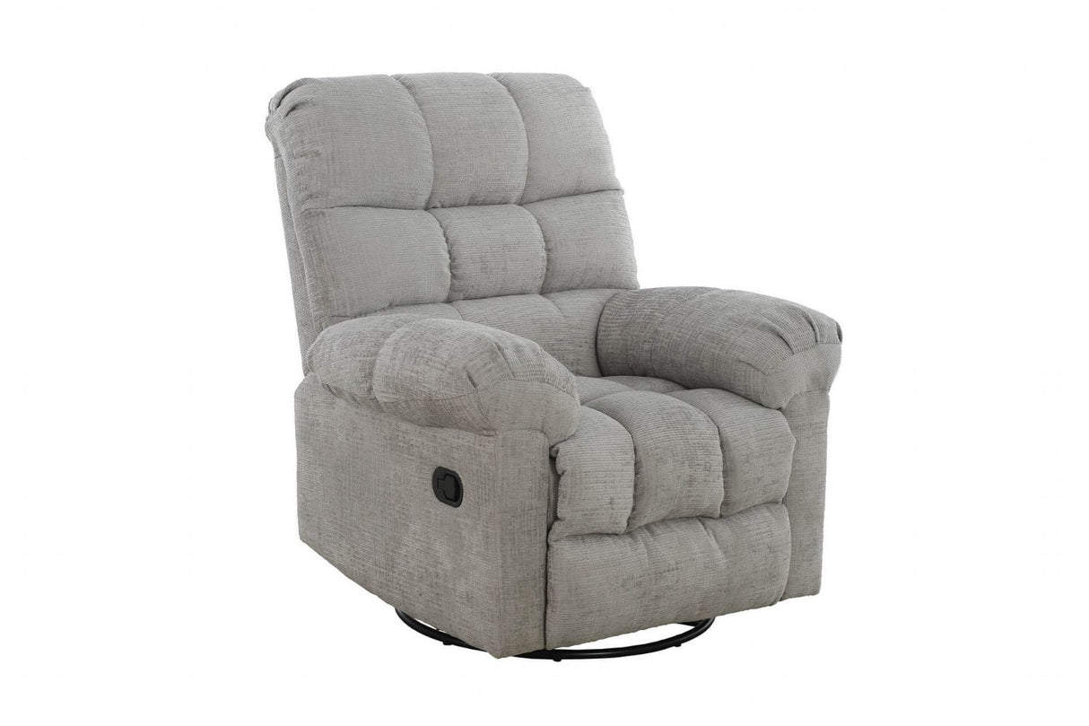 Grey Textured Fabric Manual Glider Swivel Recliner Chair