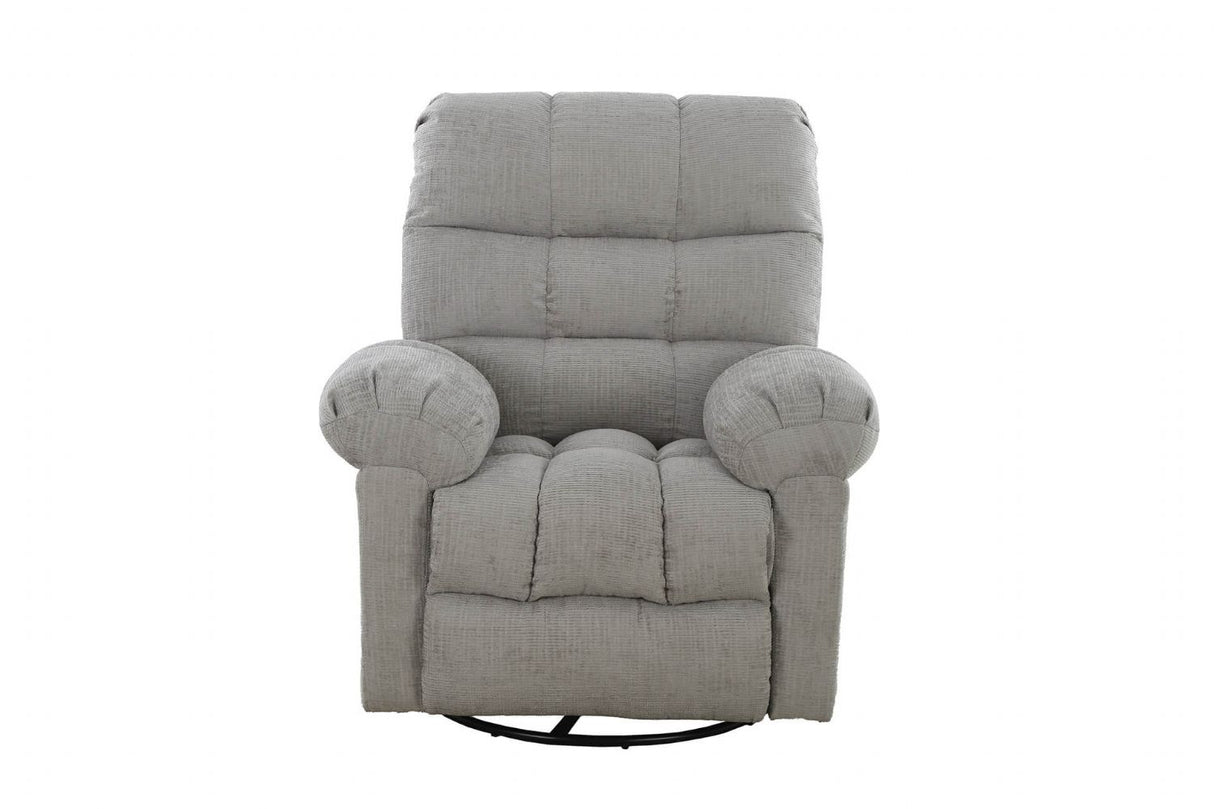 Grey Textured Fabric Manual Glider Swivel Recliner Chair