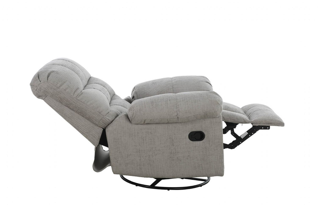 Grey Textured Fabric Manual Glider Swivel Recliner Chair