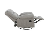 Grey Textured Fabric Manual Glider Swivel Recliner Chair