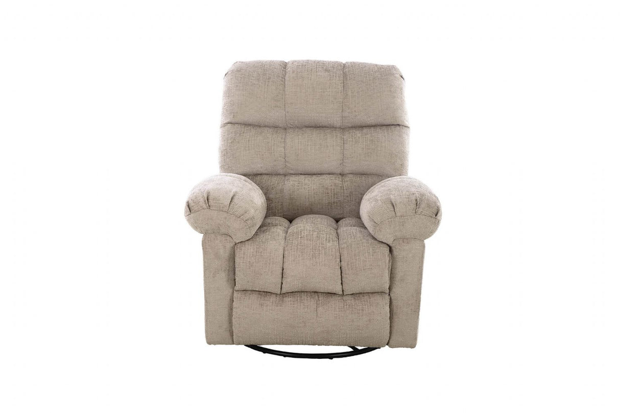 Latte Textured Fabric Glider Swivel Recliner Chair