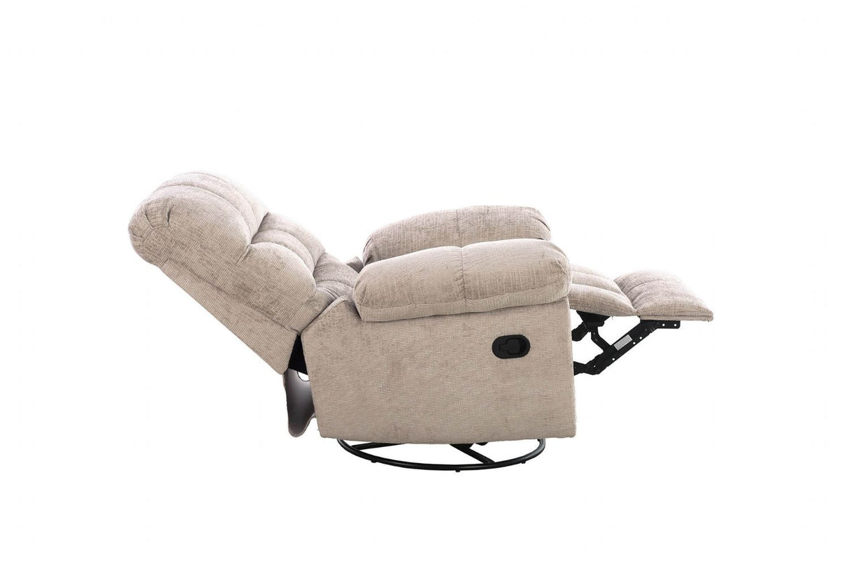 Latte Textured Fabric Glider Swivel Recliner Chair
