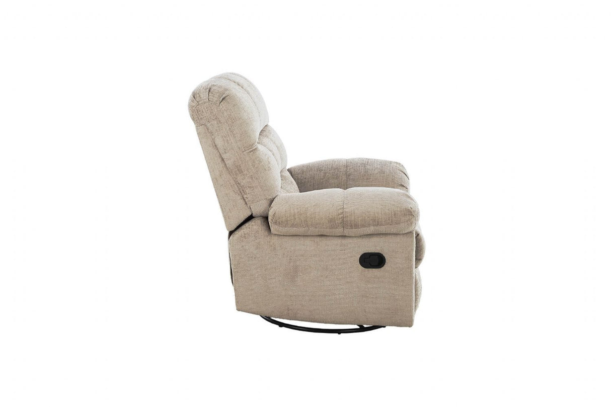 Latte Textured Fabric Glider Swivel Recliner Chair