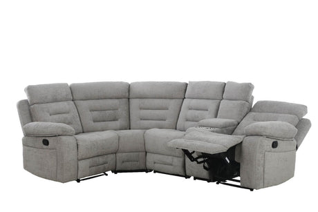 Grey Fabric Corner Manual Recliner Sofa Group