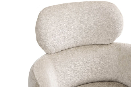 Beige Fabric Swivel Dining Chair with Powder Coated Legs