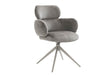 Grey Mocha Fabric Upholstered Swivel Dining Chair with Powder Coated Legs