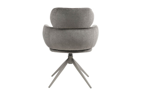 Grey Mocha Fabric Swivel Dining Chair Powder Coated Legs