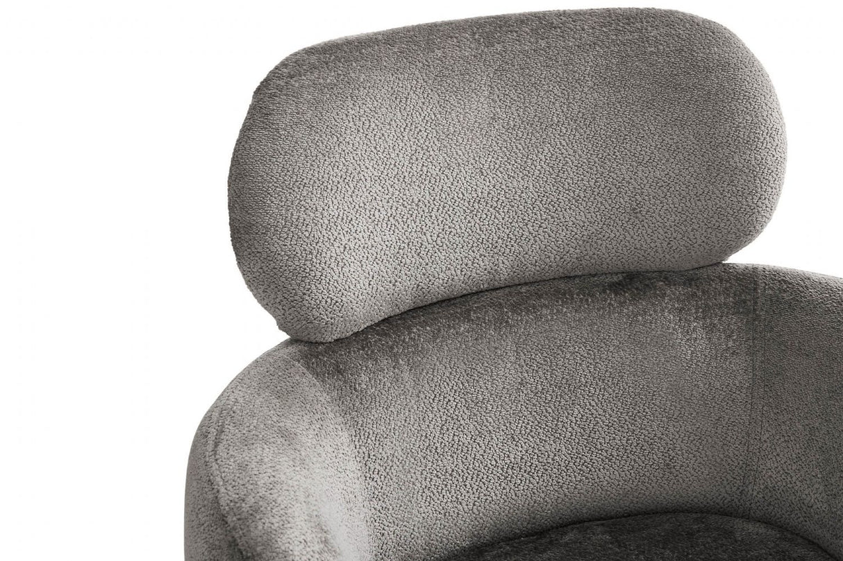 Grey Mocha Fabric Upholstered Swivel Dining Chair with Powder Coated Legs