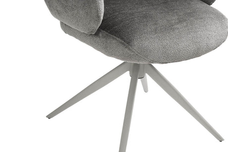 Grey Mocha Fabric Swivel Dining Chair Powder Coated Legs