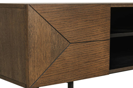 Brown Smoked Oak 2 Door TV Media Unit with Shelves