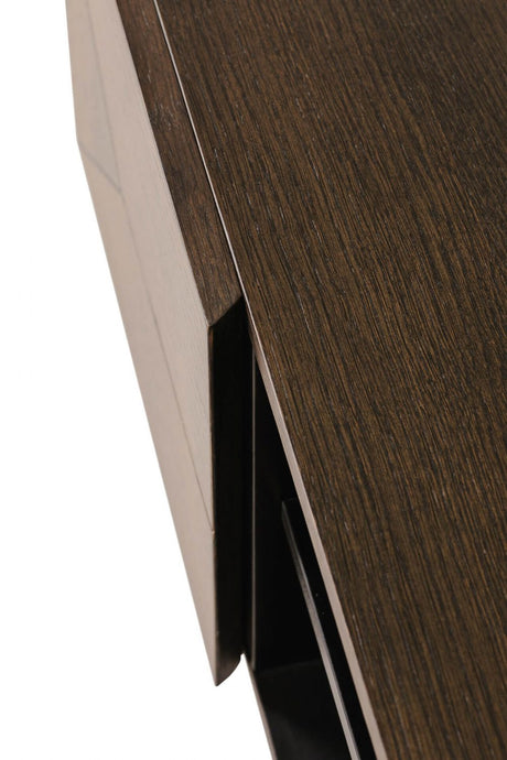 Brown Smoked Oak 2 Door TV Media Unit Black Metal Legs