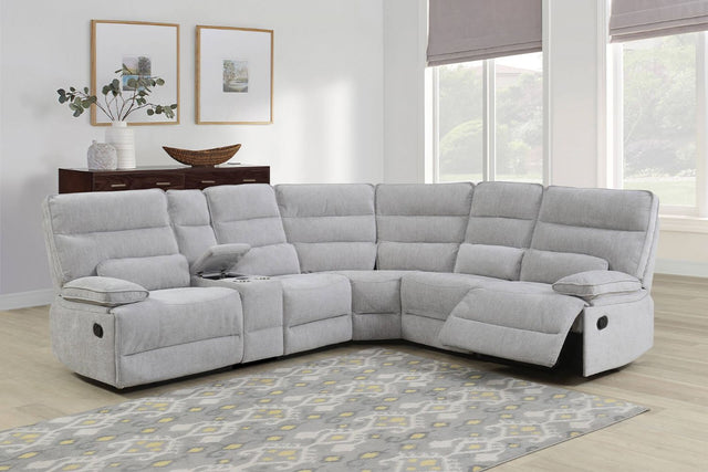 Grey Fabric Large Corner Manual Recliner Sofa