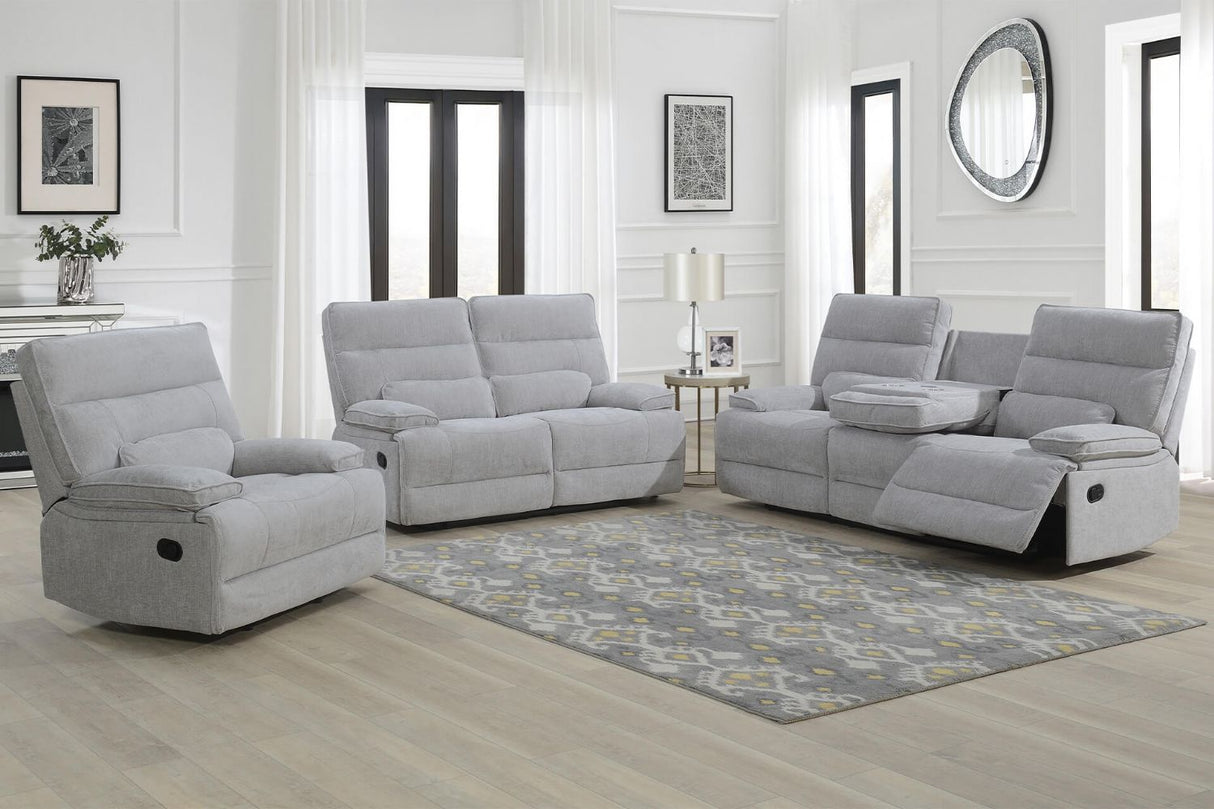 Grey Textured Fabric 1 Seater Manual Recliner Chair