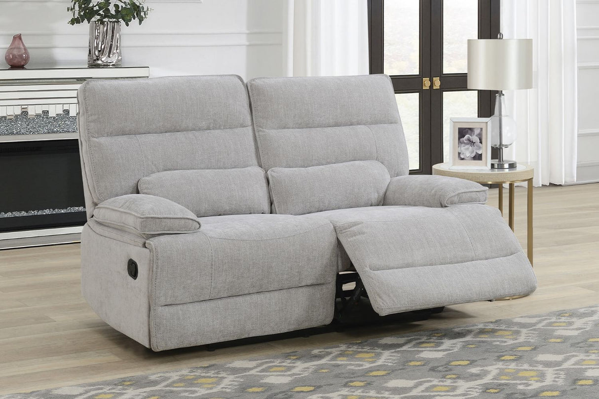 Grey Textured Fabric 2 Seater Manual Recliner Sofa