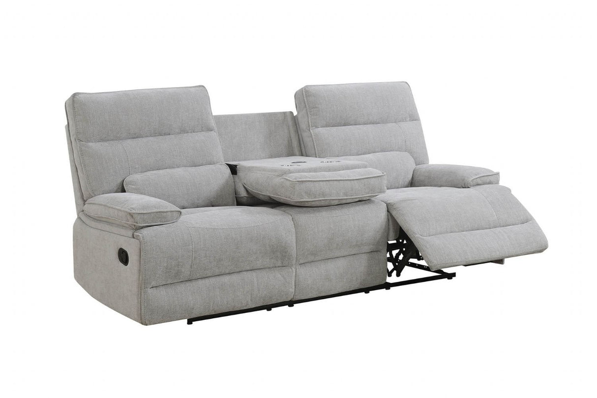 Grey Fabric 3 Seater Manual Recliner Sofa Wireless Charging