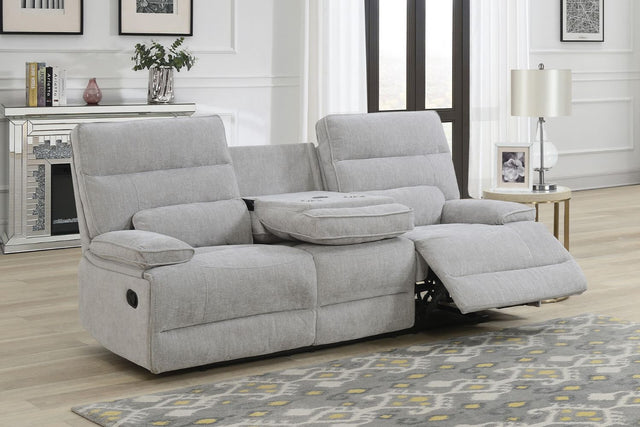 Grey Fabric 3 Seater Manual Recliner Sofa Wireless Charging